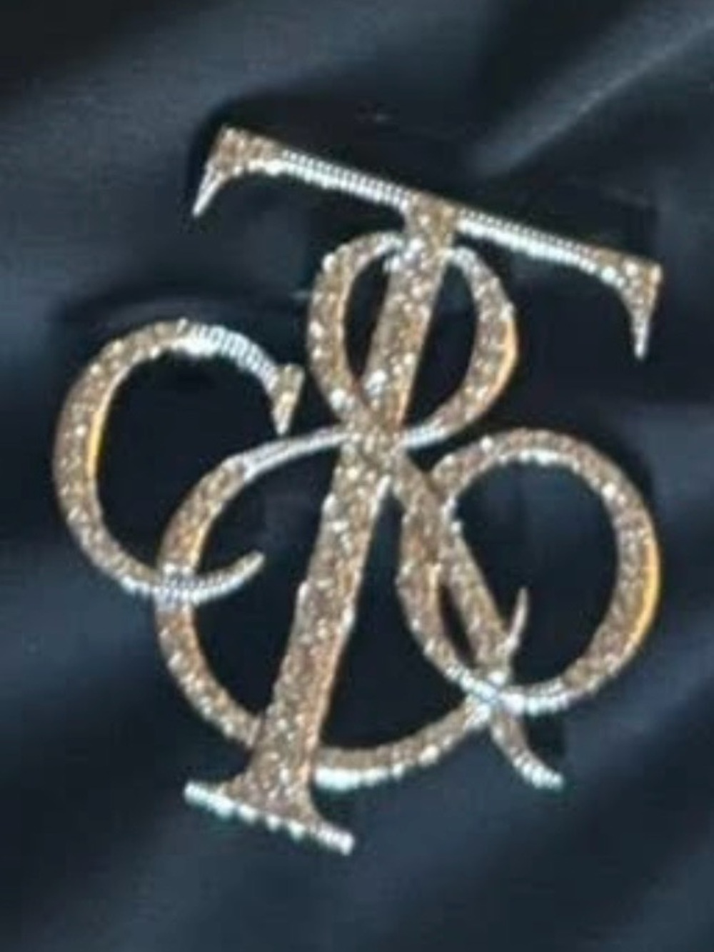 Crystal Monogram Emblem Patch - Black and Silver